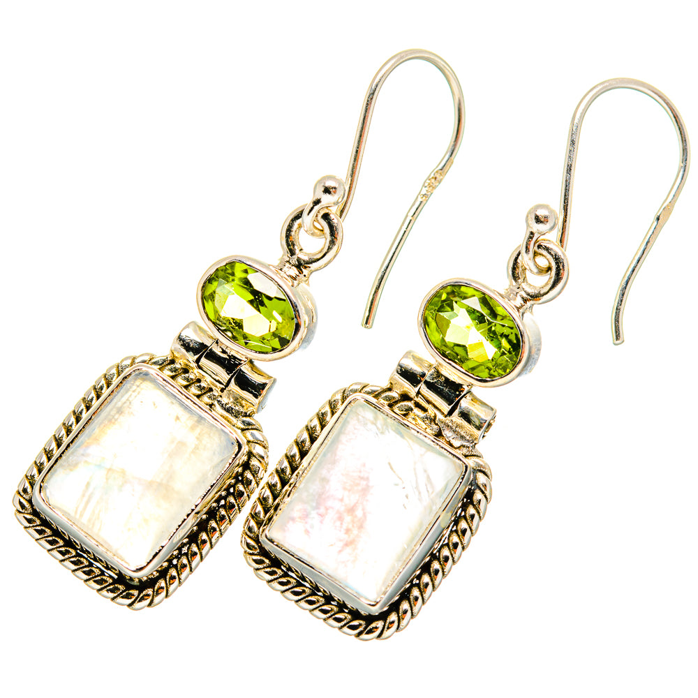 Rainbow Moonstone Earrings handcrafted by Anasilvercos - EARR419321