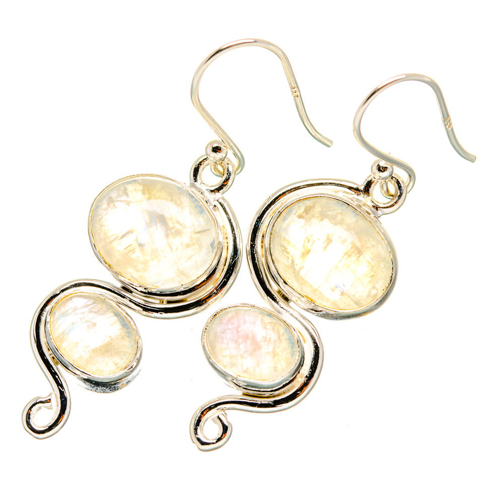 Rainbow Moonstone Earrings handcrafted by Anasilvercos - EARR419324