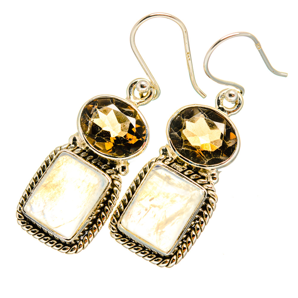 Rainbow Moonstone Earrings handcrafted by Anasilvercos - EARR419327