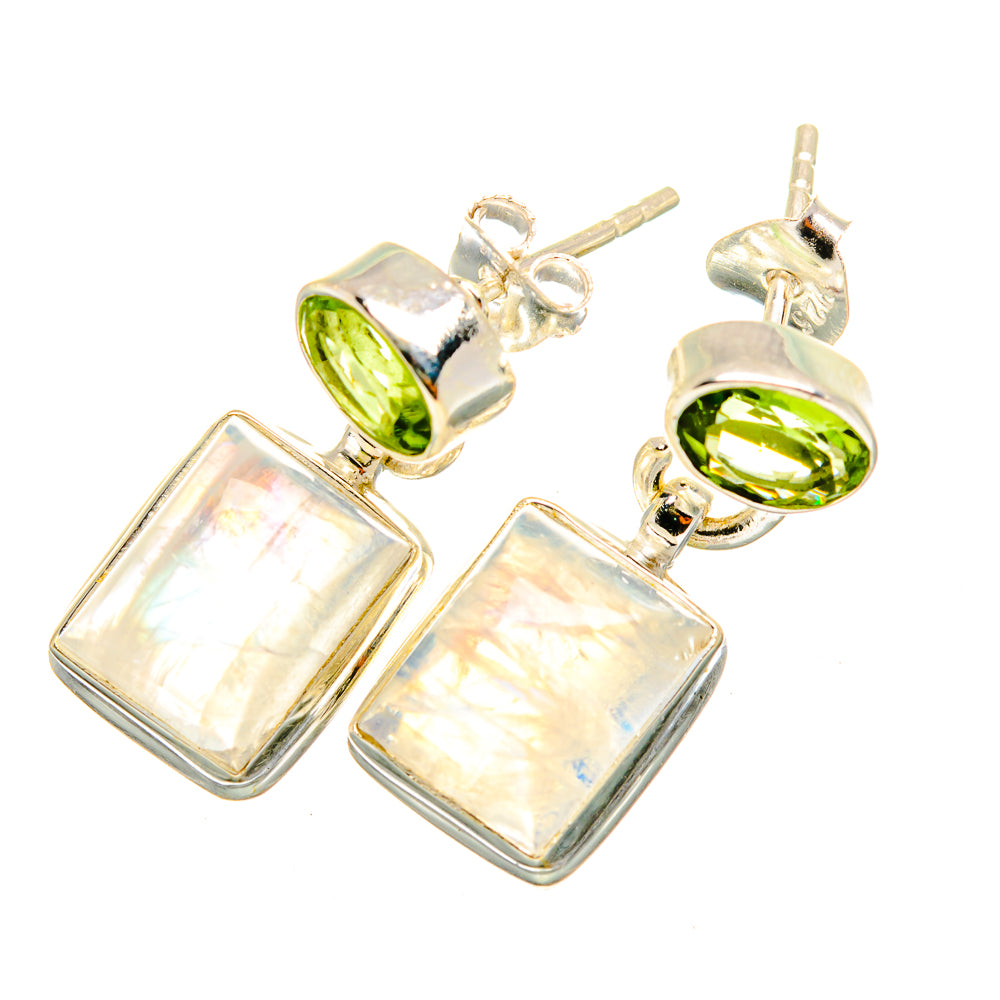 Rainbow Moonstone Earrings handcrafted by Anasilvercos - EARR419328