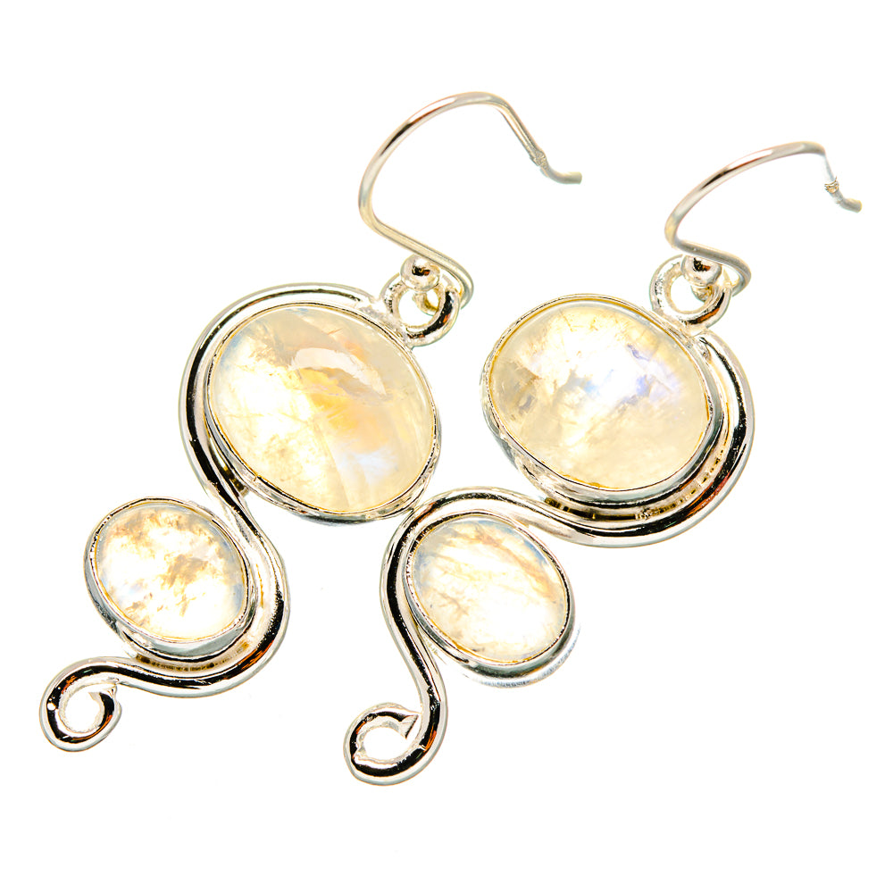 Rainbow Moonstone Earrings handcrafted by Anasilvercos - EARR419333