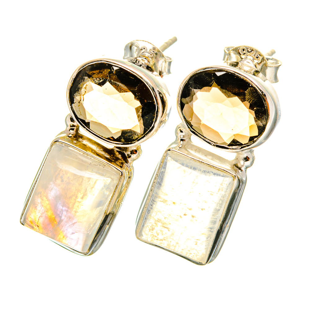 Rainbow Moonstone Earrings handcrafted by Anasilvercos - EARR419335