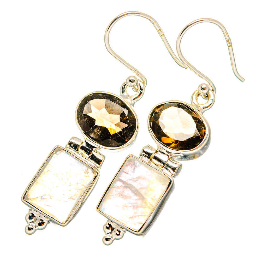 Rainbow Moonstone Earrings handcrafted by Anasilvercos - EARR419338