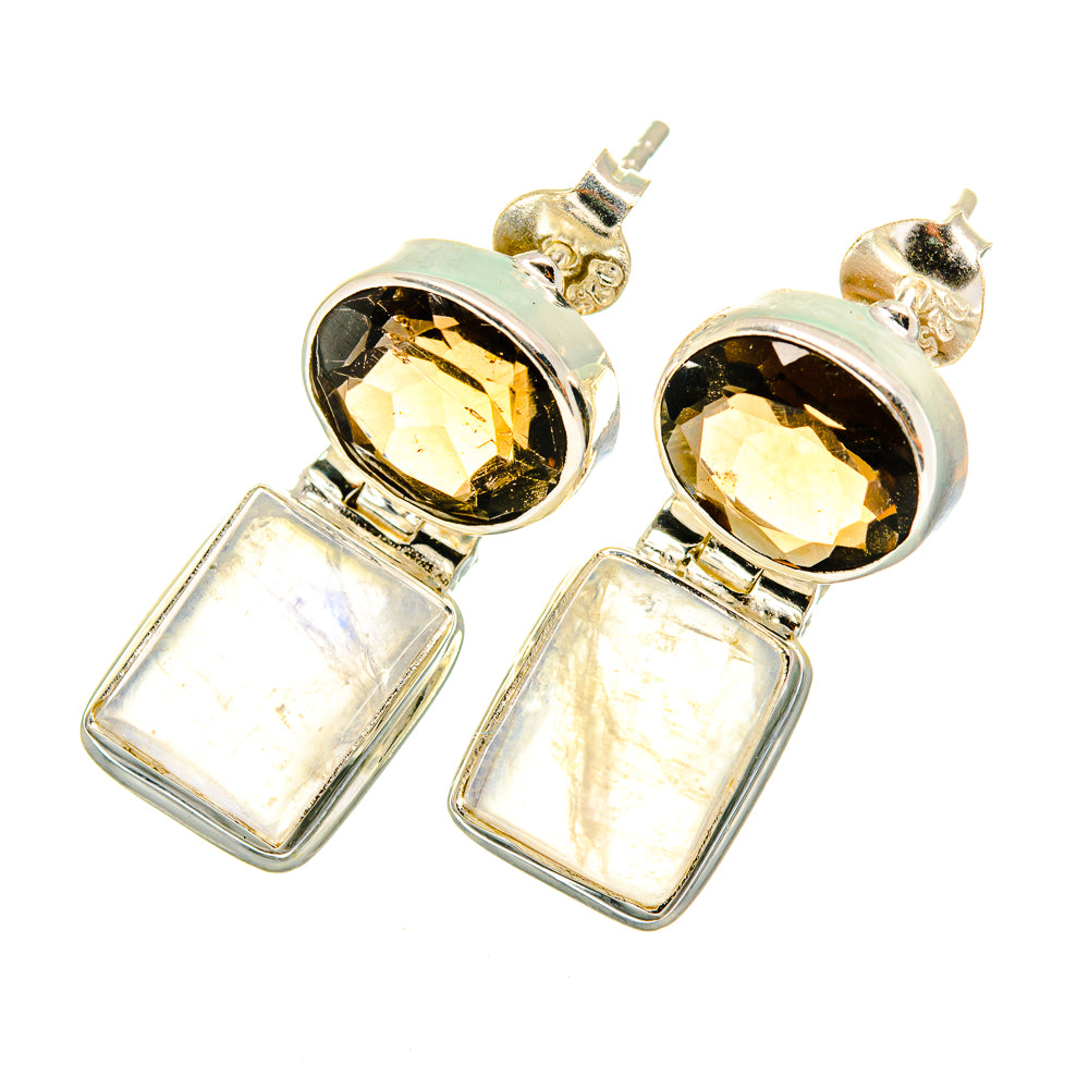 Rainbow Moonstone Earrings handcrafted by Anasilvercos - EARR419346