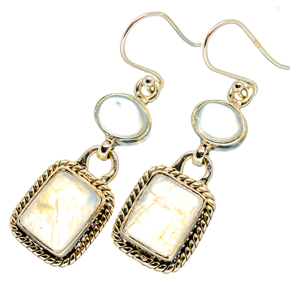 Rainbow Moonstone Earrings handcrafted by Anasilvercos - EARR419349