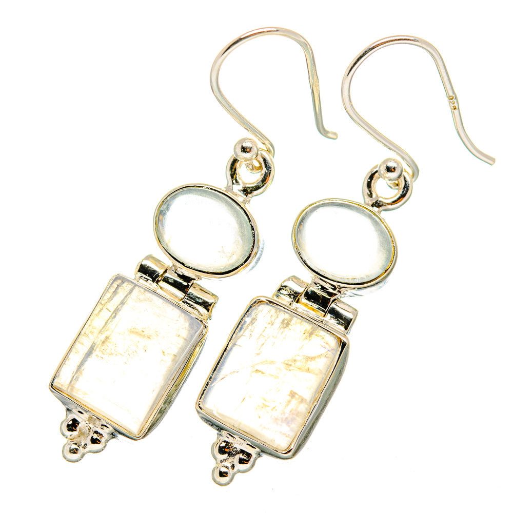 Rainbow Moonstone Earrings handcrafted by Anasilvercos - EARR419360