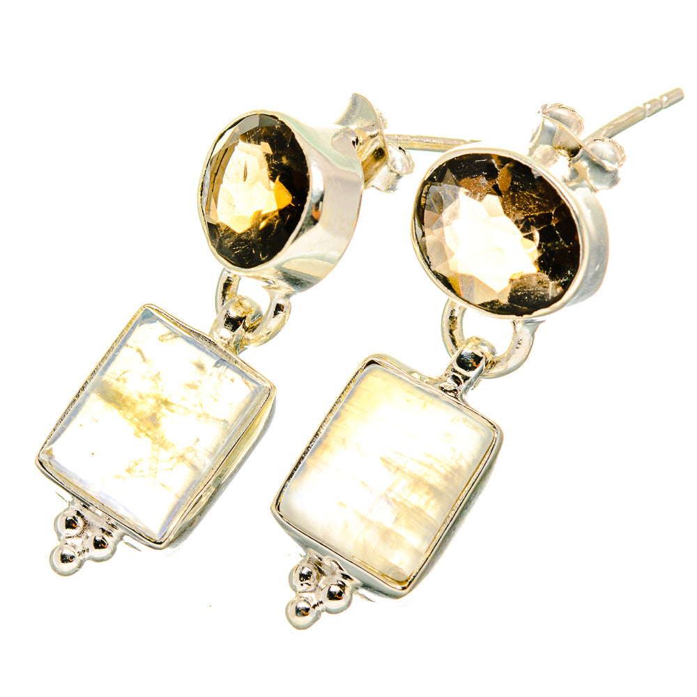Rainbow Moonstone Earrings handcrafted by Anasilvercos - EARR419370