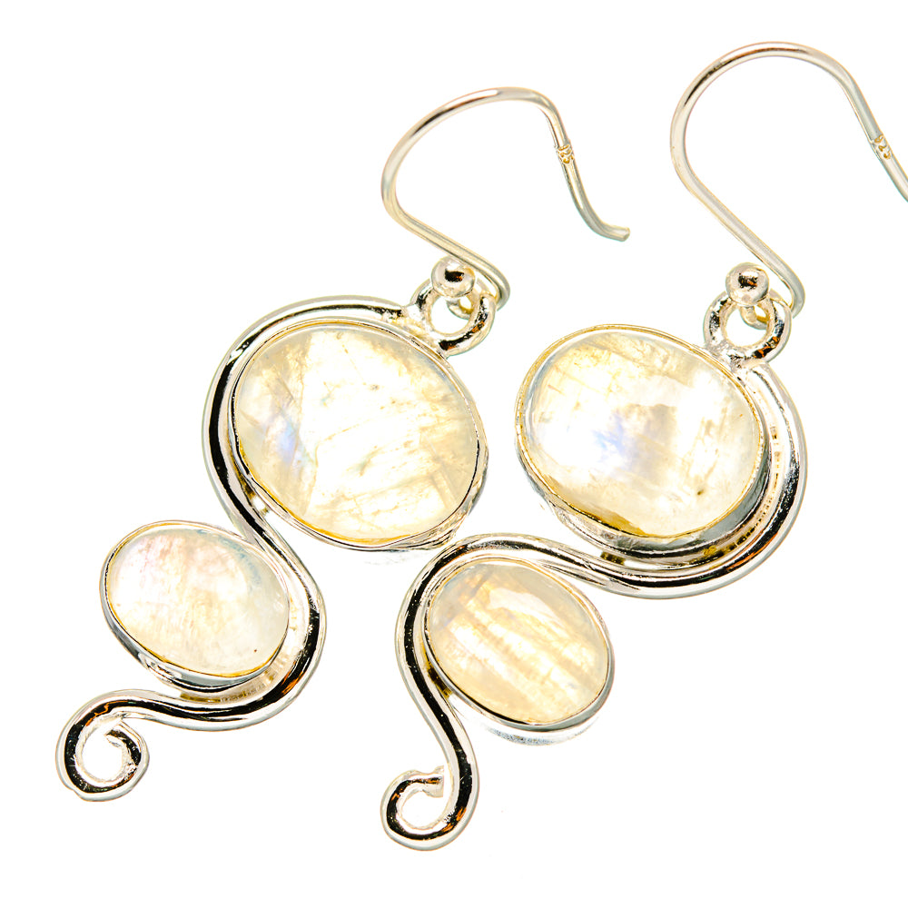 Rainbow Moonstone Earrings handcrafted by Anasilvercos - EARR419381
