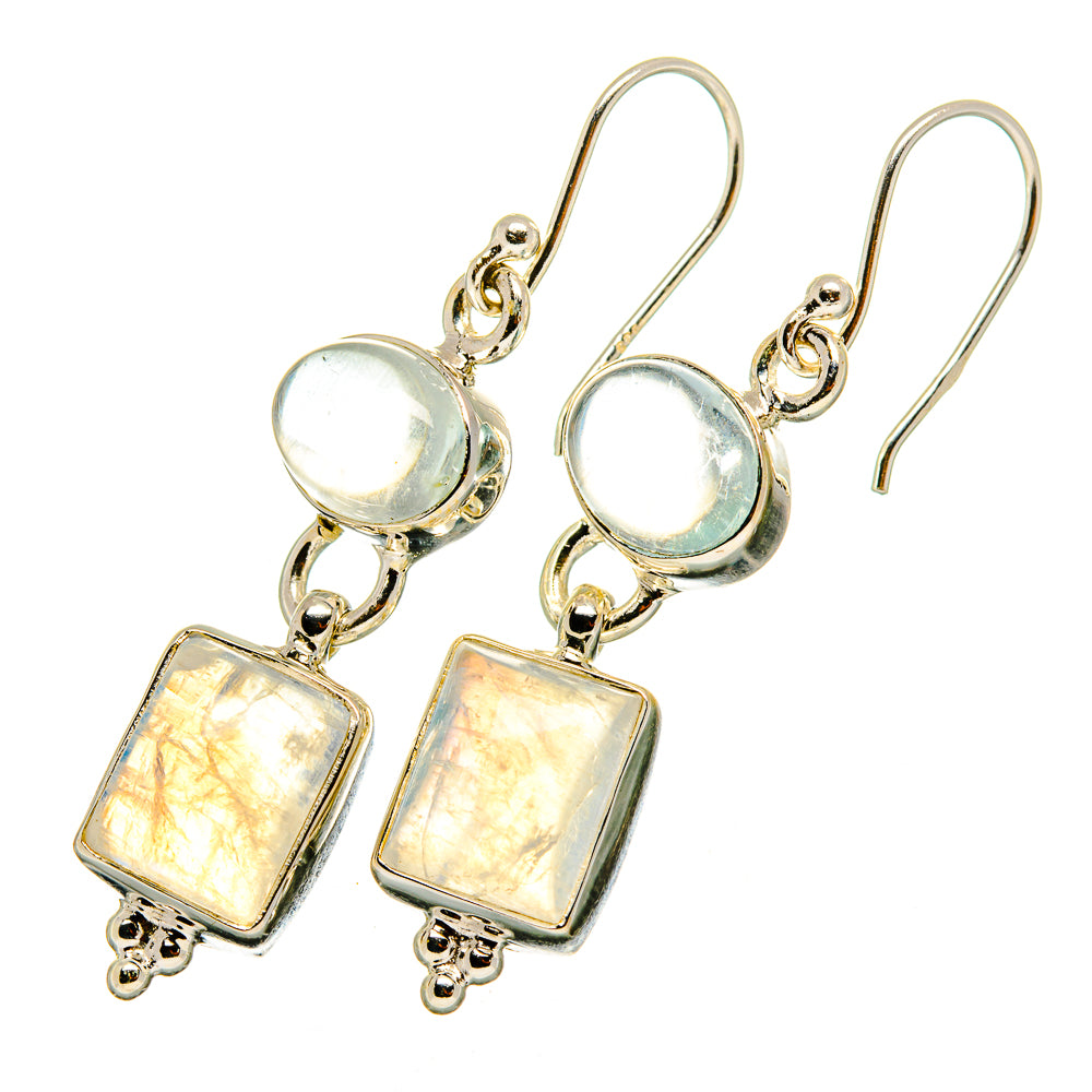 Rainbow Moonstone Earrings handcrafted by Anasilvercos - EARR419387
