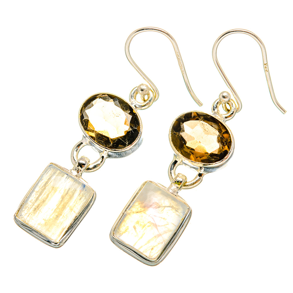 Rainbow Moonstone Earrings handcrafted by Anasilvercos - EARR419388
