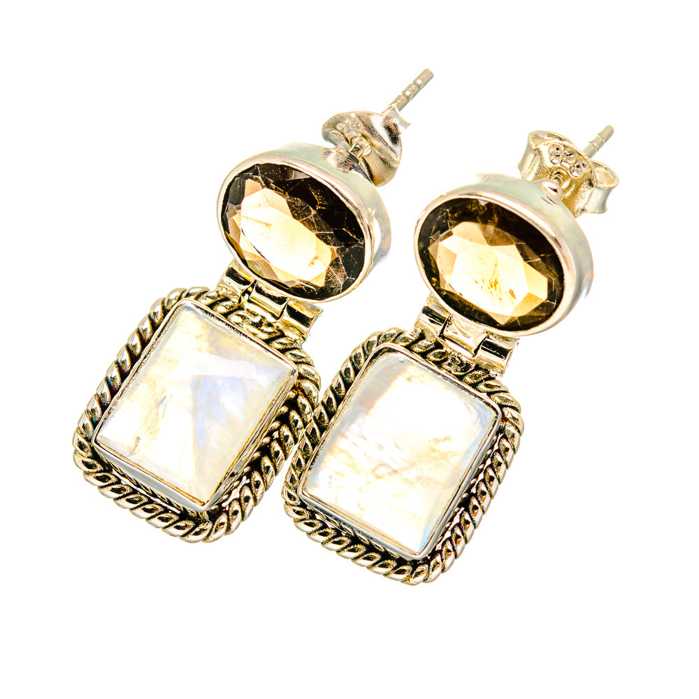 Rainbow Moonstone Earrings handcrafted by Anasilvercos - EARR419390
