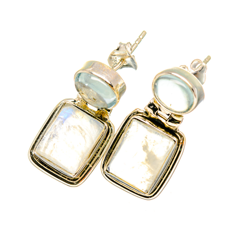 Rainbow Moonstone Earrings handcrafted by Anasilvercos - EARR419393