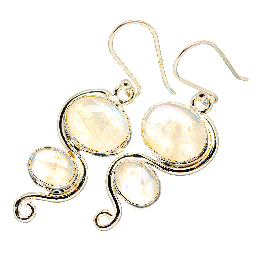 Rainbow Moonstone Earrings handcrafted by Anasilvercos - EARR419394
