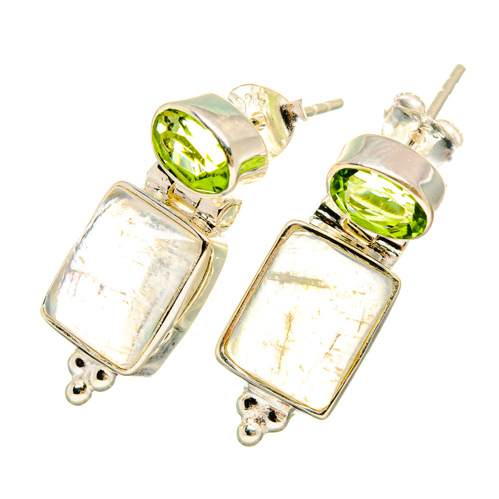 Rainbow Moonstone Earrings handcrafted by Anasilvercos - EARR419401