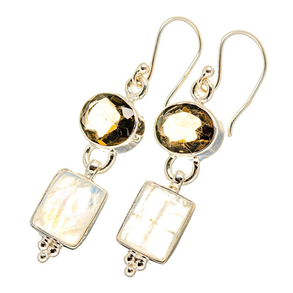 Rainbow Moonstone Earrings handcrafted by Anasilvercos - EARR419402