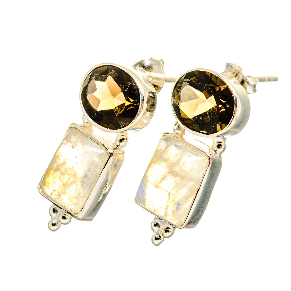 Rainbow Moonstone Earrings handcrafted by Anasilvercos - EARR419403