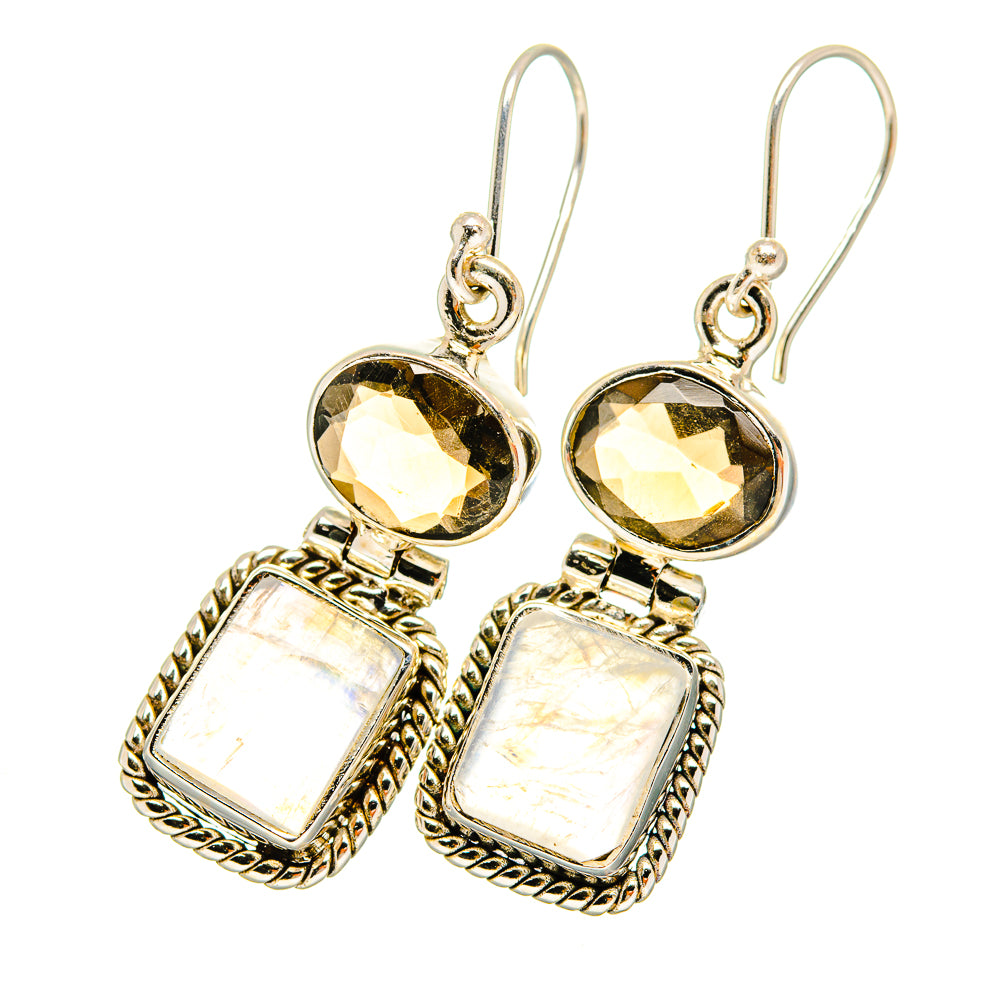 Rainbow Moonstone Earrings handcrafted by Anasilvercos - EARR419406