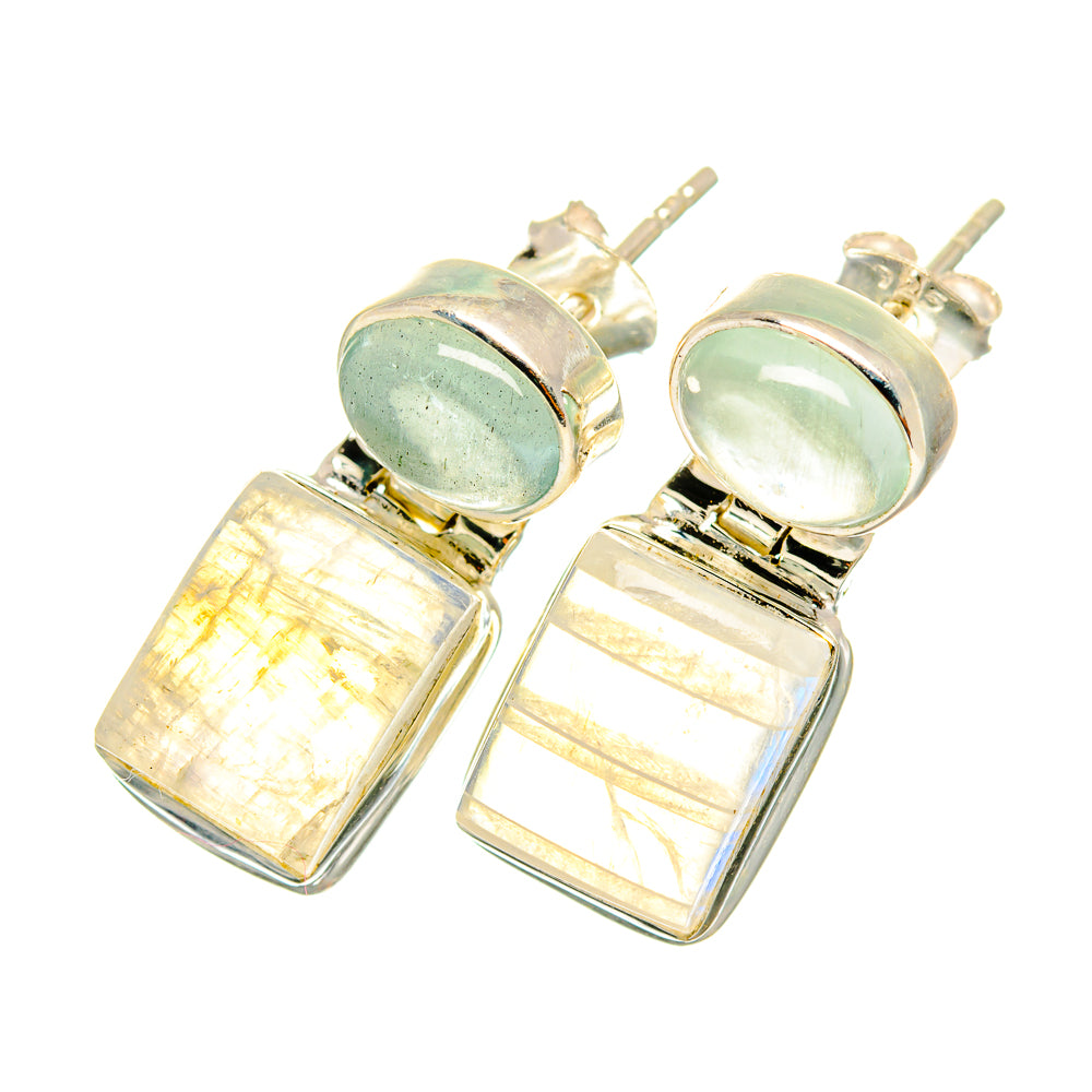 Rainbow Moonstone Earrings handcrafted by Anasilvercos - EARR419414