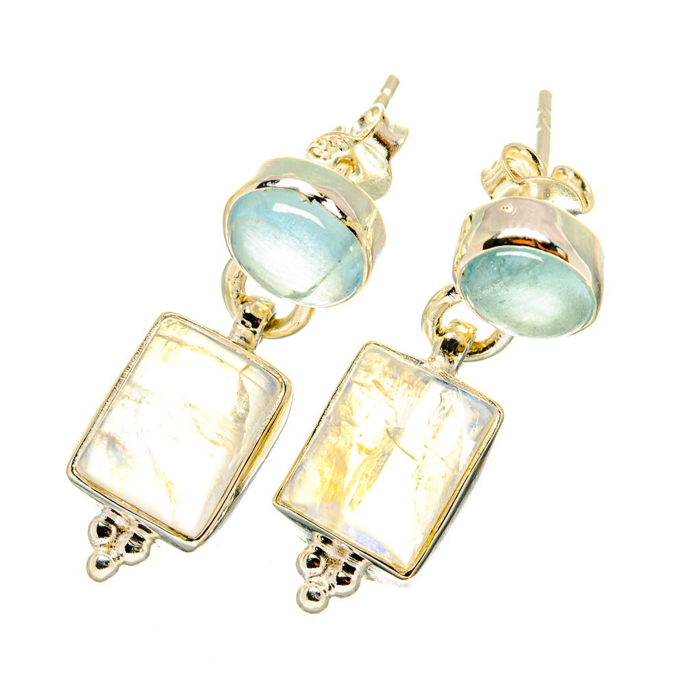 Rainbow Moonstone Earrings handcrafted by Anasilvercos - EARR419417