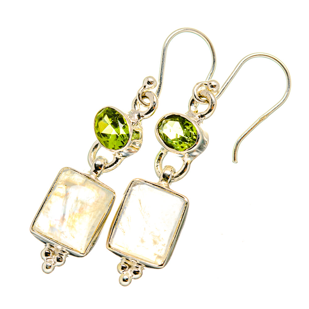 Rainbow Moonstone Earrings handcrafted by Anasilvercos - EARR419426