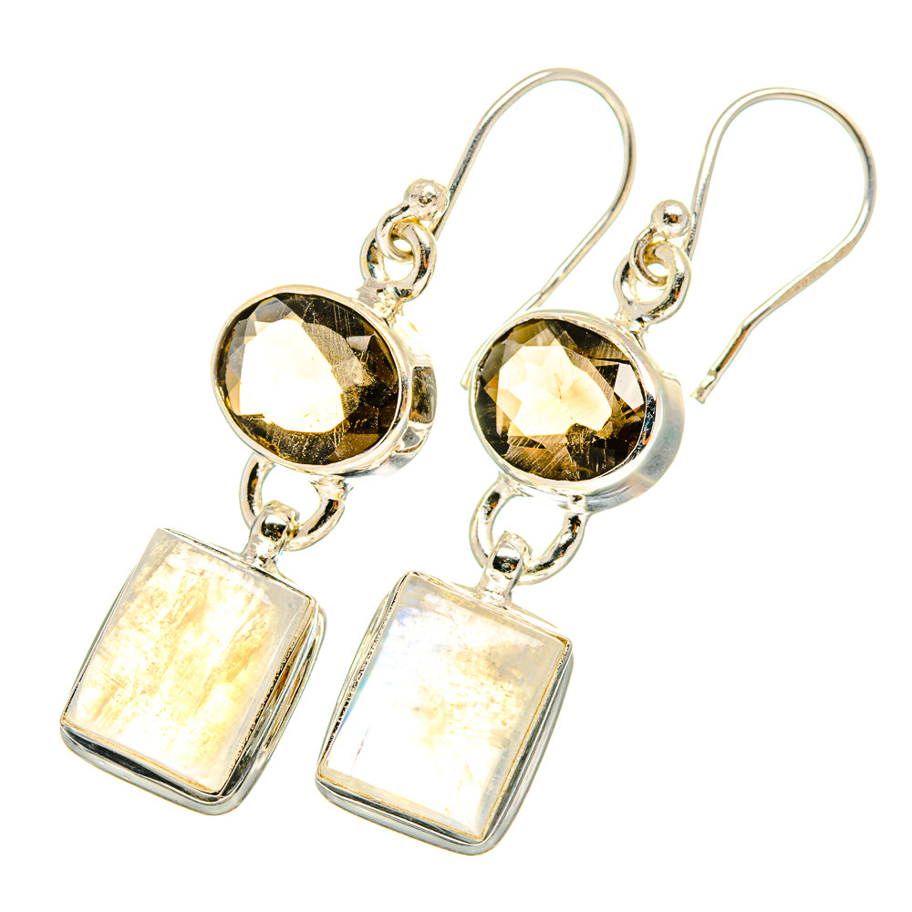 Rainbow Moonstone Earrings handcrafted by Anasilvercos - EARR419427