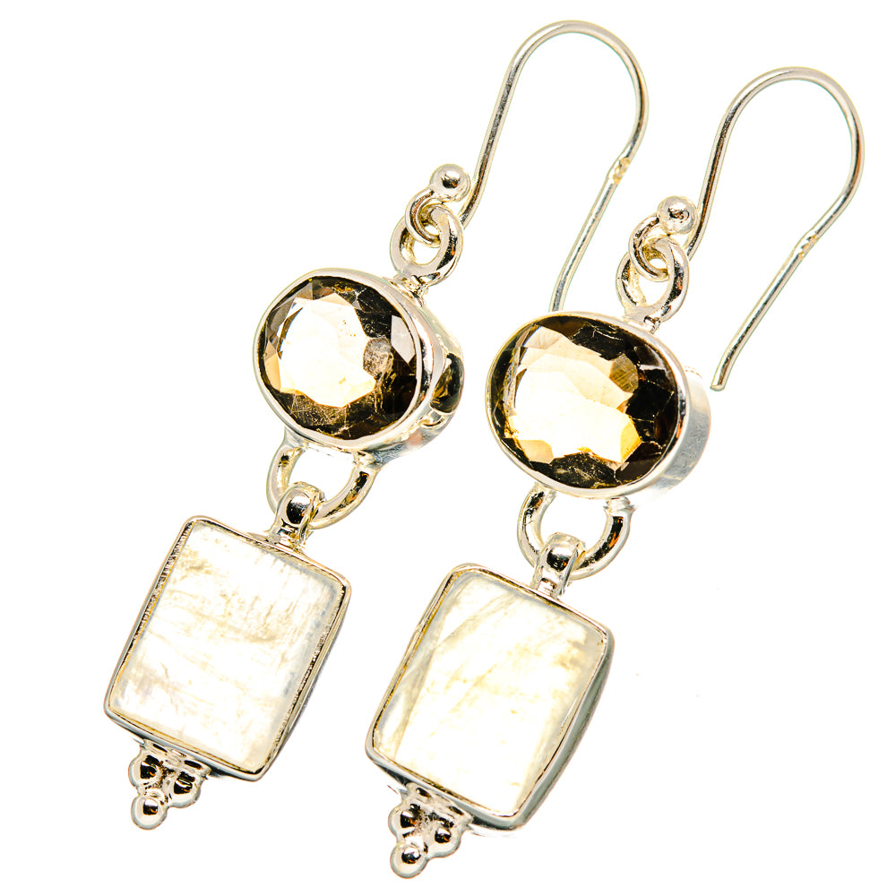 Rainbow Moonstone Earrings handcrafted by Anasilvercos - EARR419432
