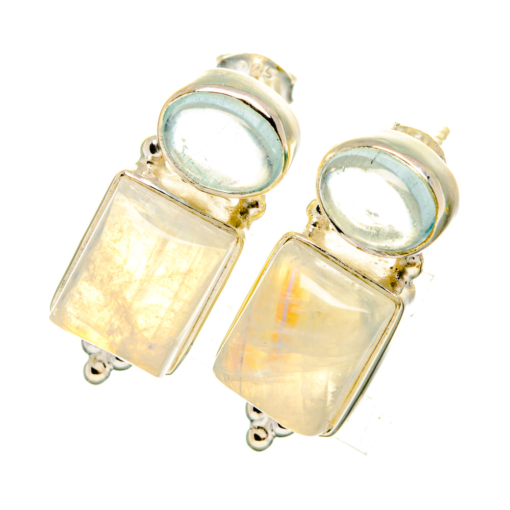 Rainbow Moonstone Earrings handcrafted by Anasilvercos - EARR419438