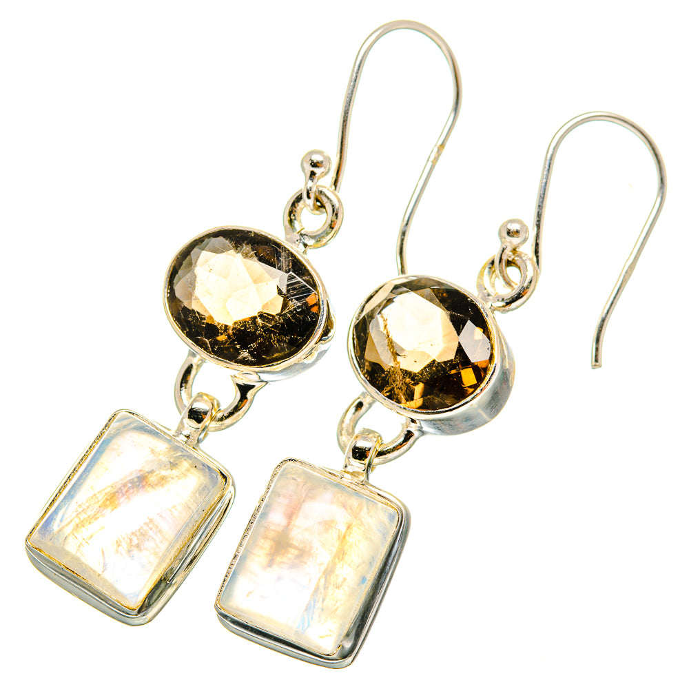 Rainbow Moonstone Earrings handcrafted by Anasilvercos - EARR419444