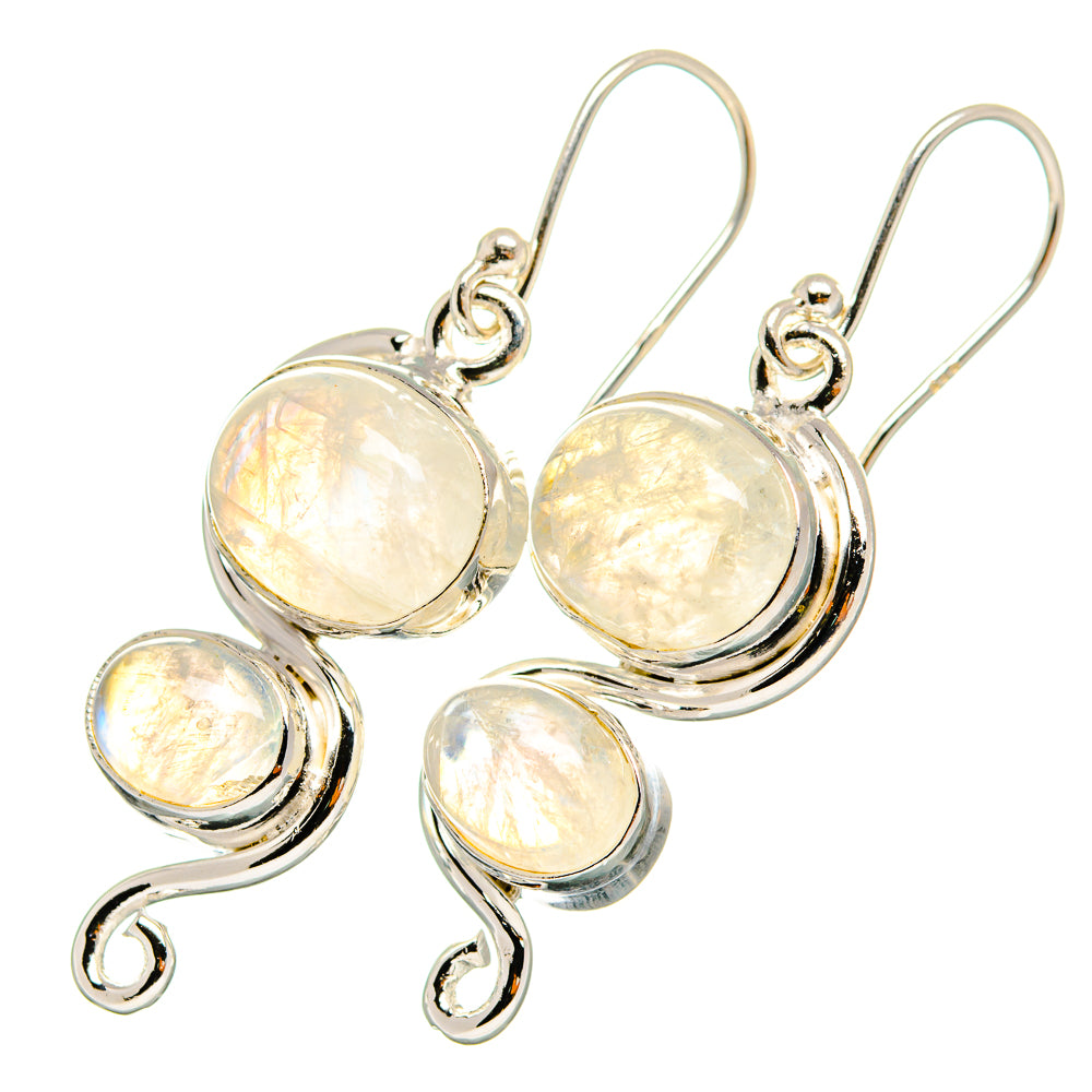 Rainbow Moonstone Earrings handcrafted by Anasilvercos - EARR419453