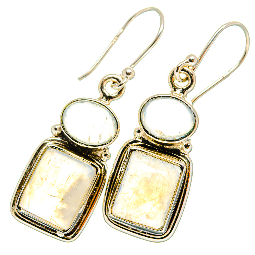 Rainbow Moonstone Earrings handcrafted by Anasilvercos - EARR419456