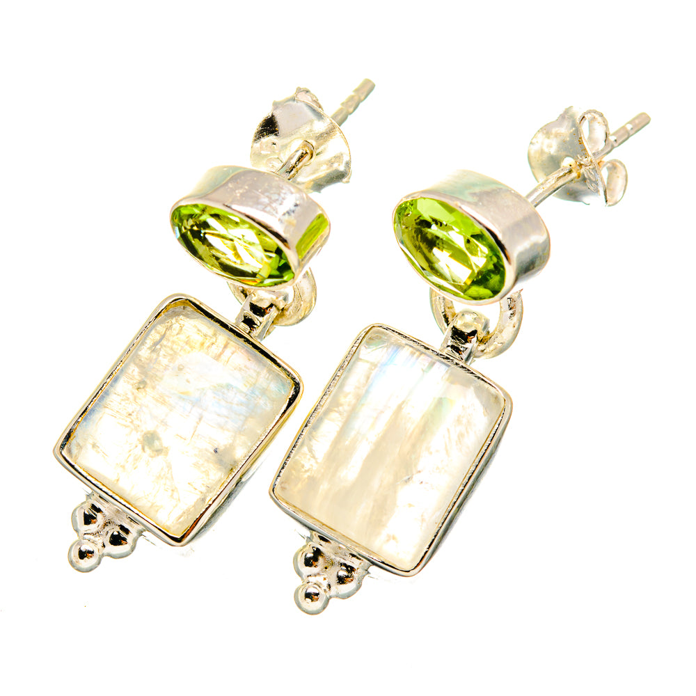 Rainbow Moonstone Earrings handcrafted by Anasilvercos - EARR419464