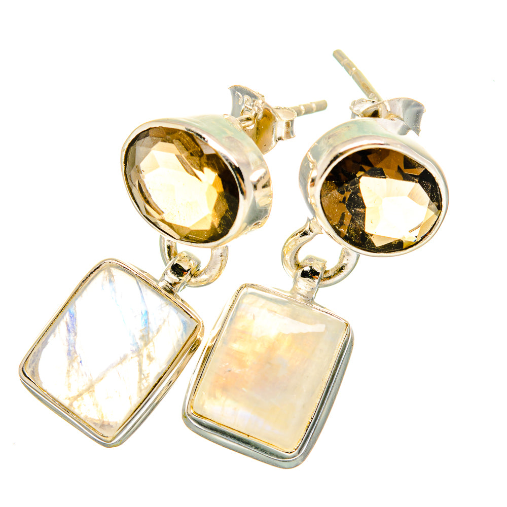 Rainbow Moonstone Earrings handcrafted by Anasilvercos - EARR419470
