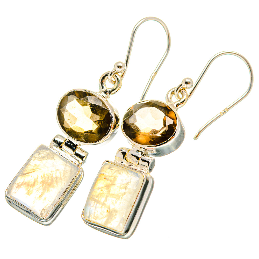 Rainbow Moonstone Earrings handcrafted by Anasilvercos - EARR419474