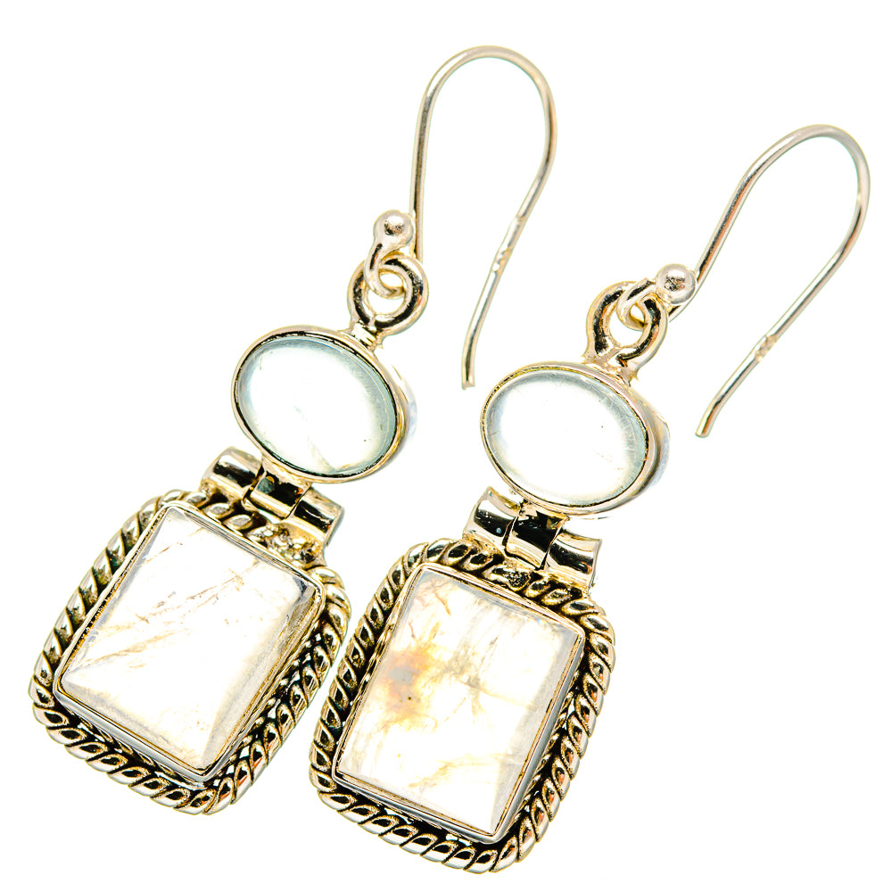 Rainbow Moonstone Earrings handcrafted by Anasilvercos - EARR419475