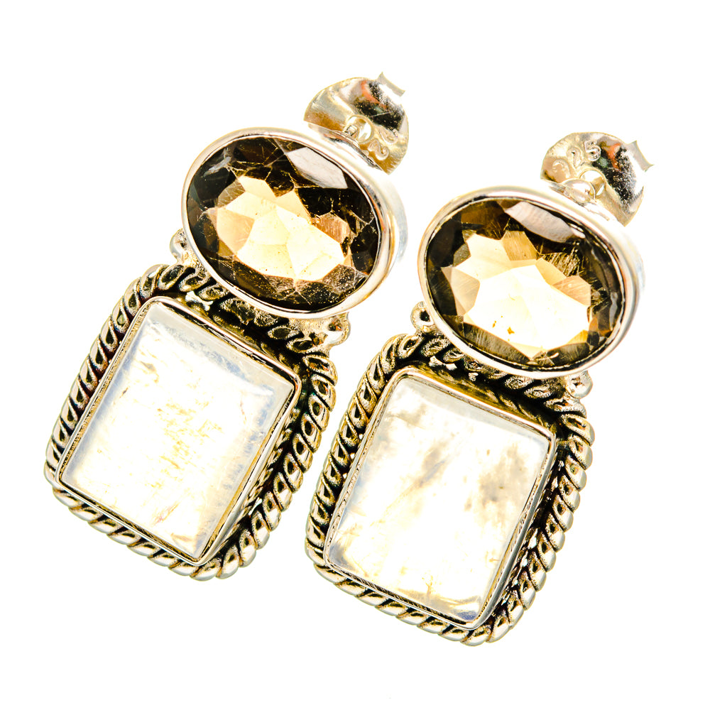 Rainbow Moonstone Earrings handcrafted by Anasilvercos - EARR419482
