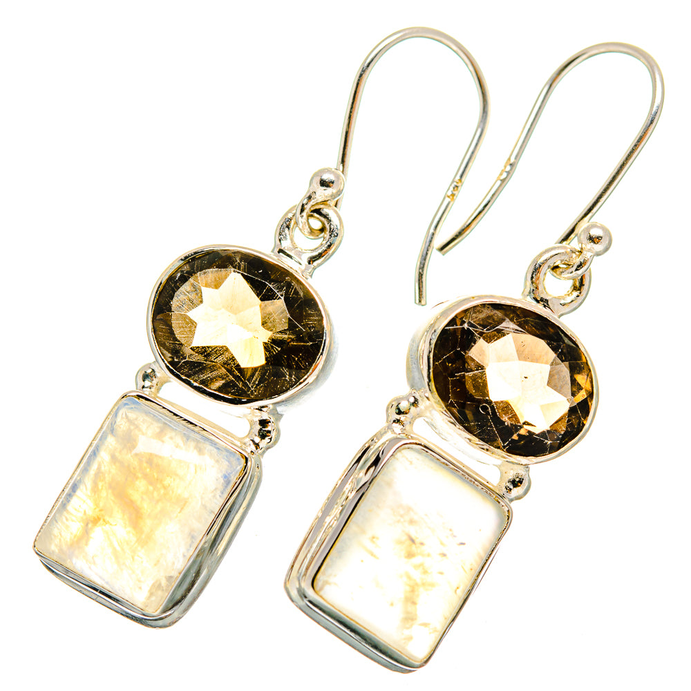 Rainbow Moonstone Earrings handcrafted by Anasilvercos - EARR419489