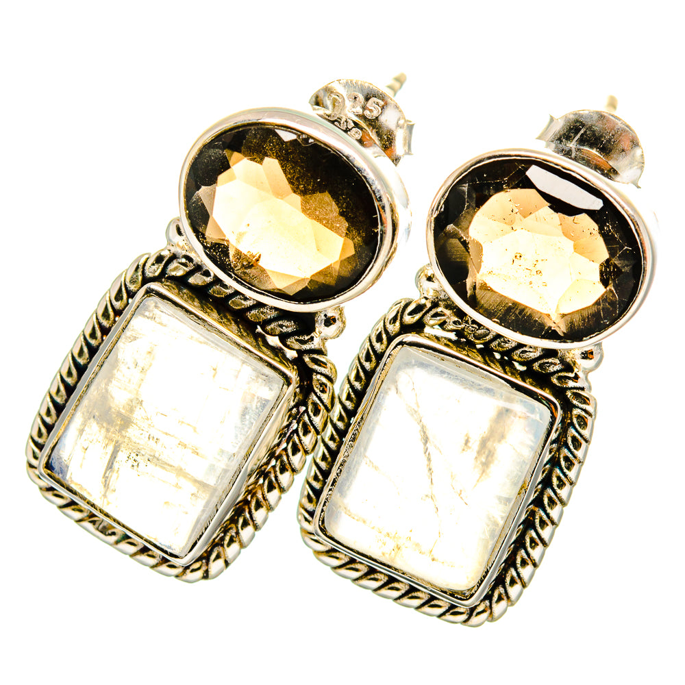 Rainbow Moonstone Earrings handcrafted by Anasilvercos - EARR419495