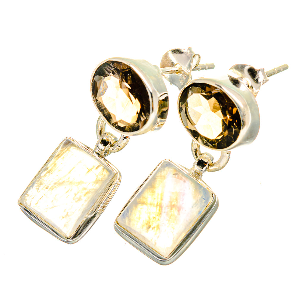 Rainbow Moonstone Earrings handcrafted by Anasilvercos - EARR419500