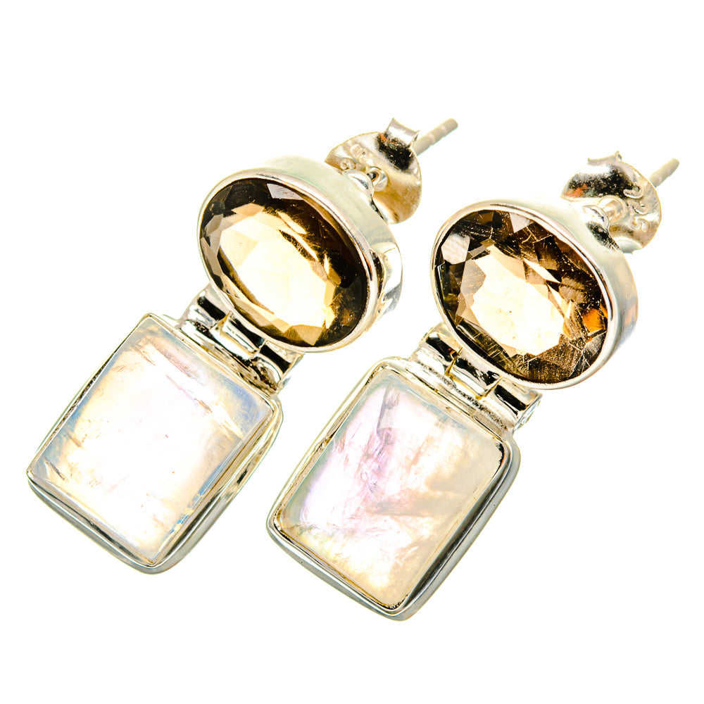 Rainbow Moonstone Earrings handcrafted by Anasilvercos - EARR419517