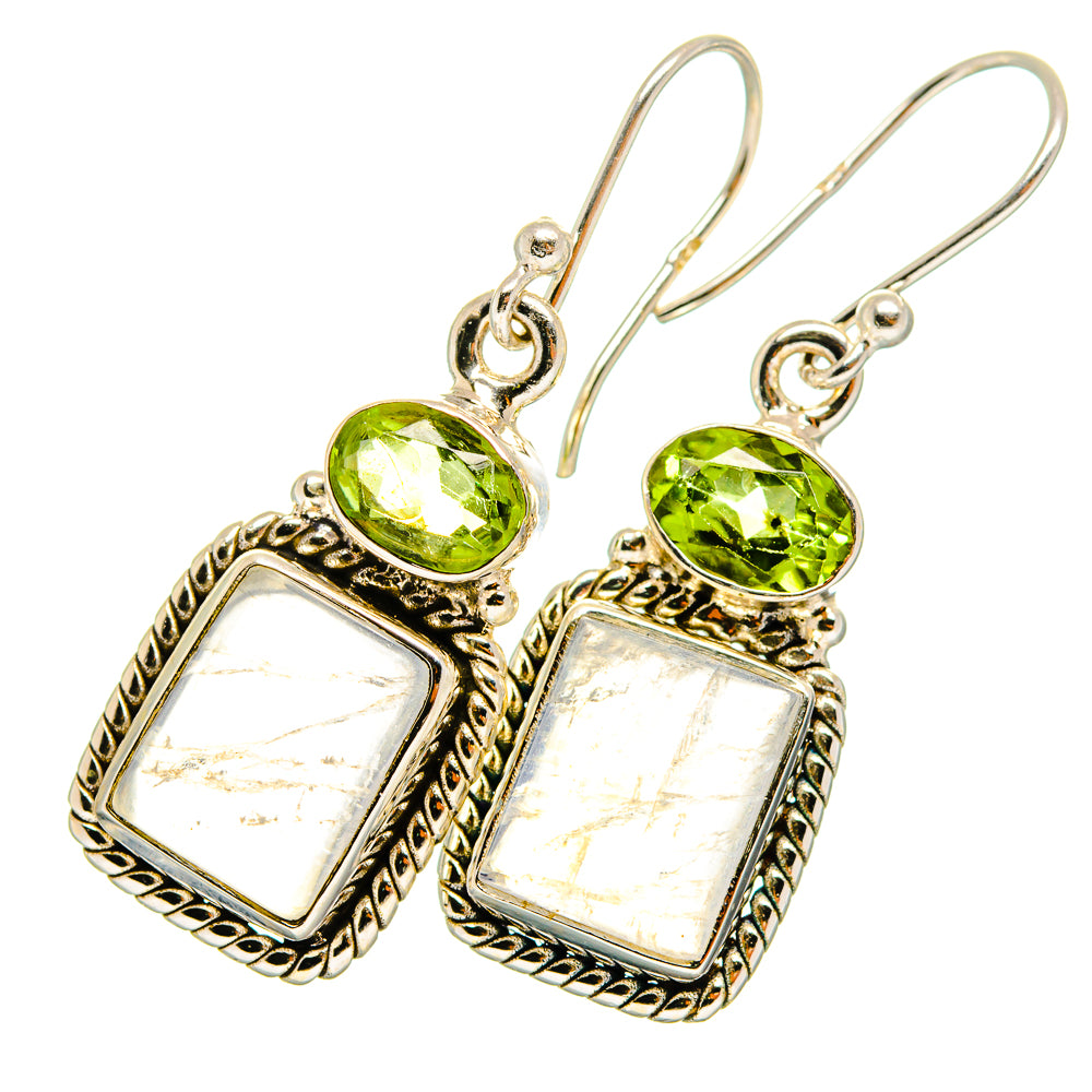 Rainbow Moonstone Earrings handcrafted by Anasilvercos - EARR419518