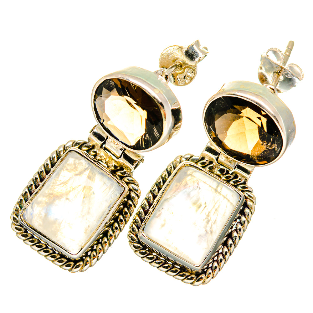 Rainbow Moonstone Earrings handcrafted by Anasilvercos - EARR419520