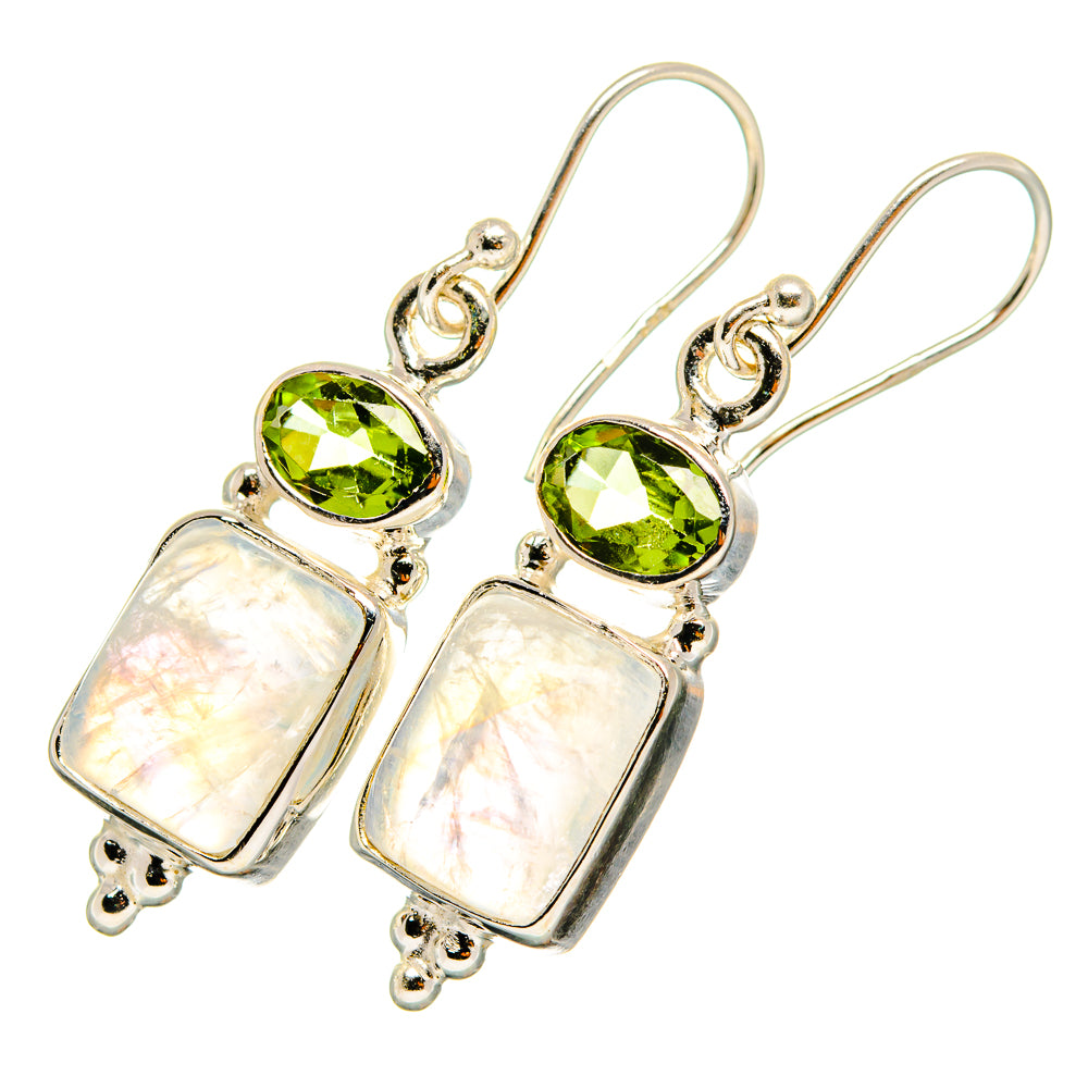 Rainbow Moonstone Earrings handcrafted by Anasilvercos - EARR419523