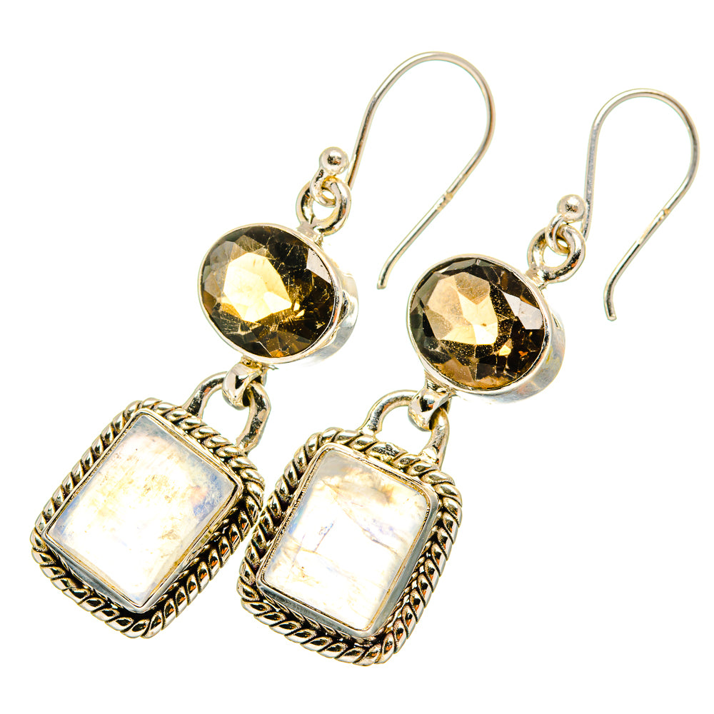 Rainbow Moonstone Earrings handcrafted by Anasilvercos - EARR419536