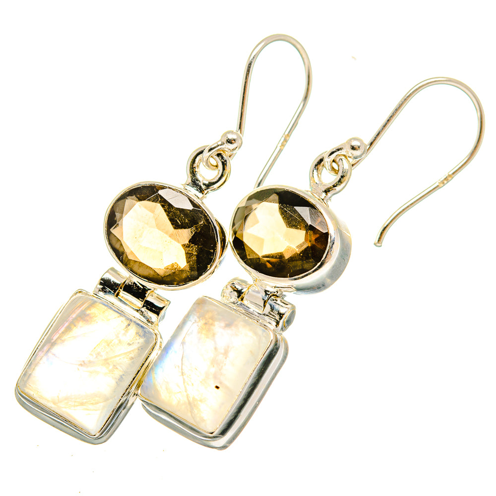 Rainbow Moonstone, Smoky Quartz Earrings handcrafted by Anasilvercos - EARR419552