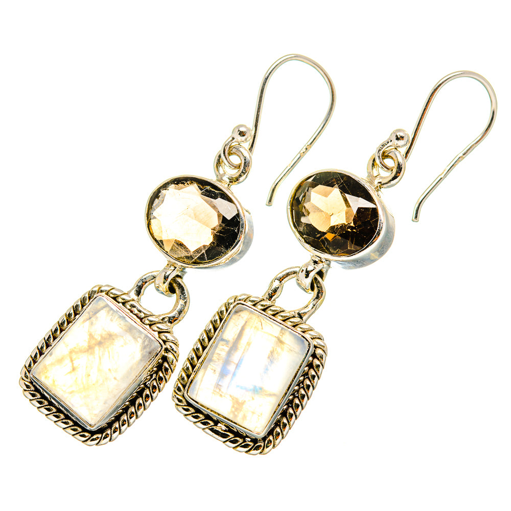 Rainbow Moonstone Earrings handcrafted by Anasilvercos - EARR419595