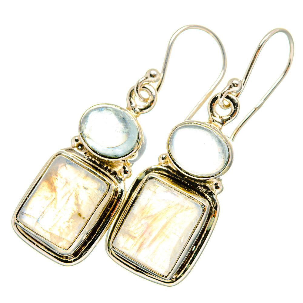 Rainbow Moonstone Earrings handcrafted by Anasilvercos - EARR419597