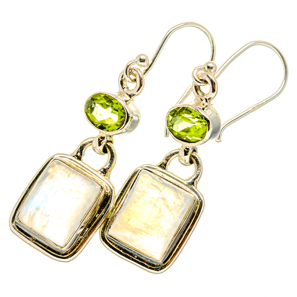 Rainbow Moonstone Earrings handcrafted by Anasilvercos - EARR419601