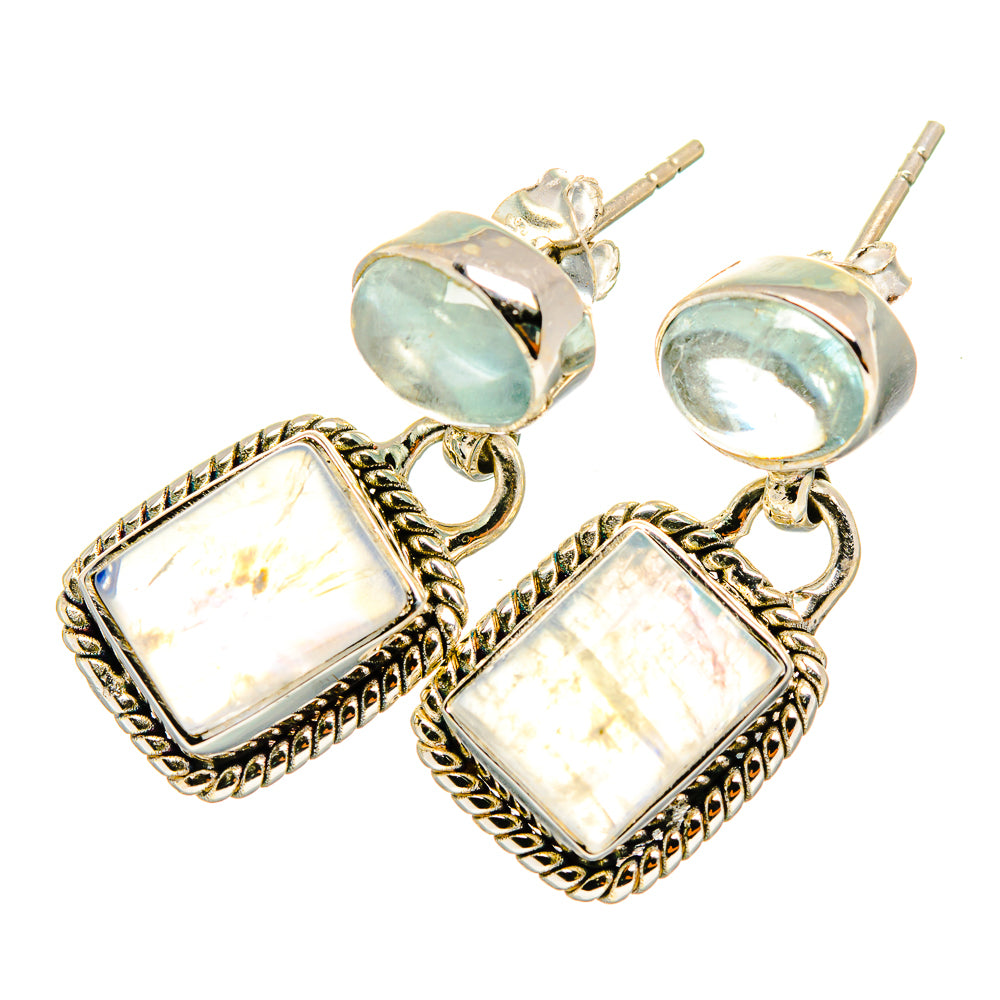 Rainbow Moonstone Earrings handcrafted by Anasilvercos - EARR419603