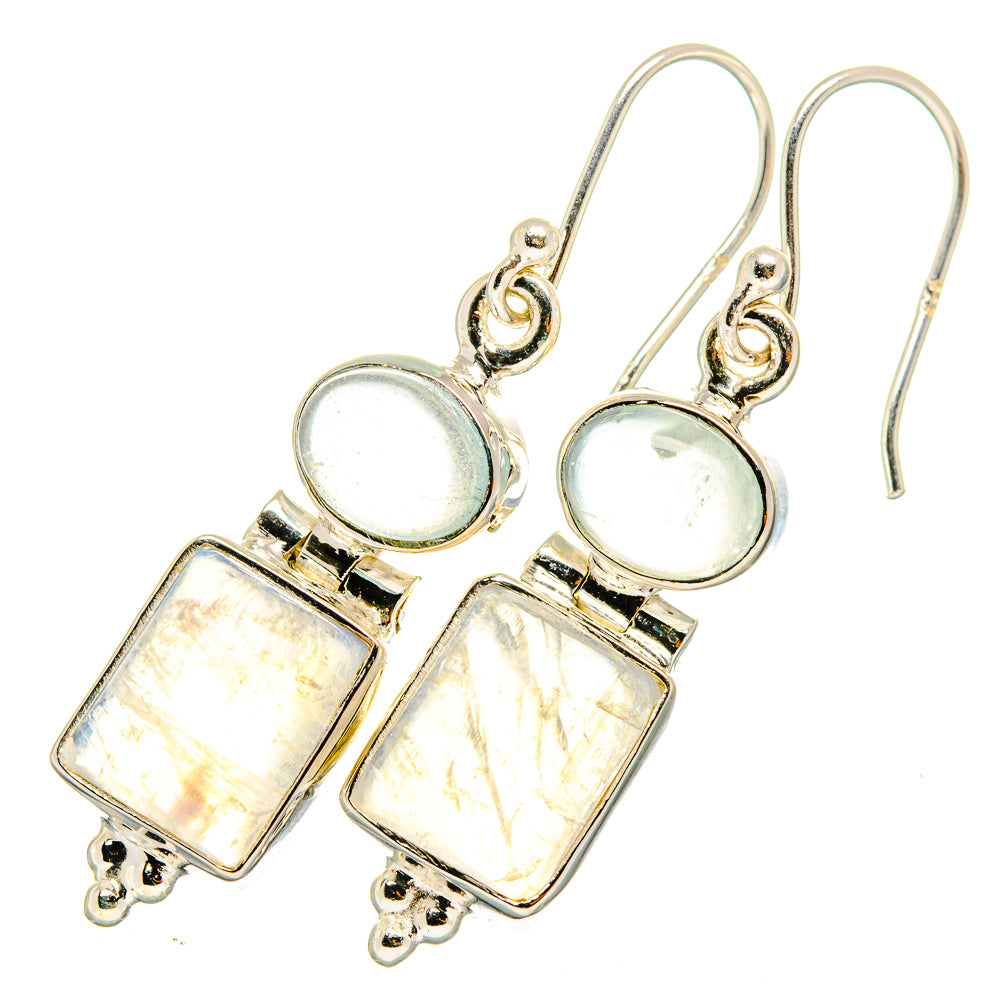 Rainbow Moonstone Earrings handcrafted by Anasilvercos - EARR419612