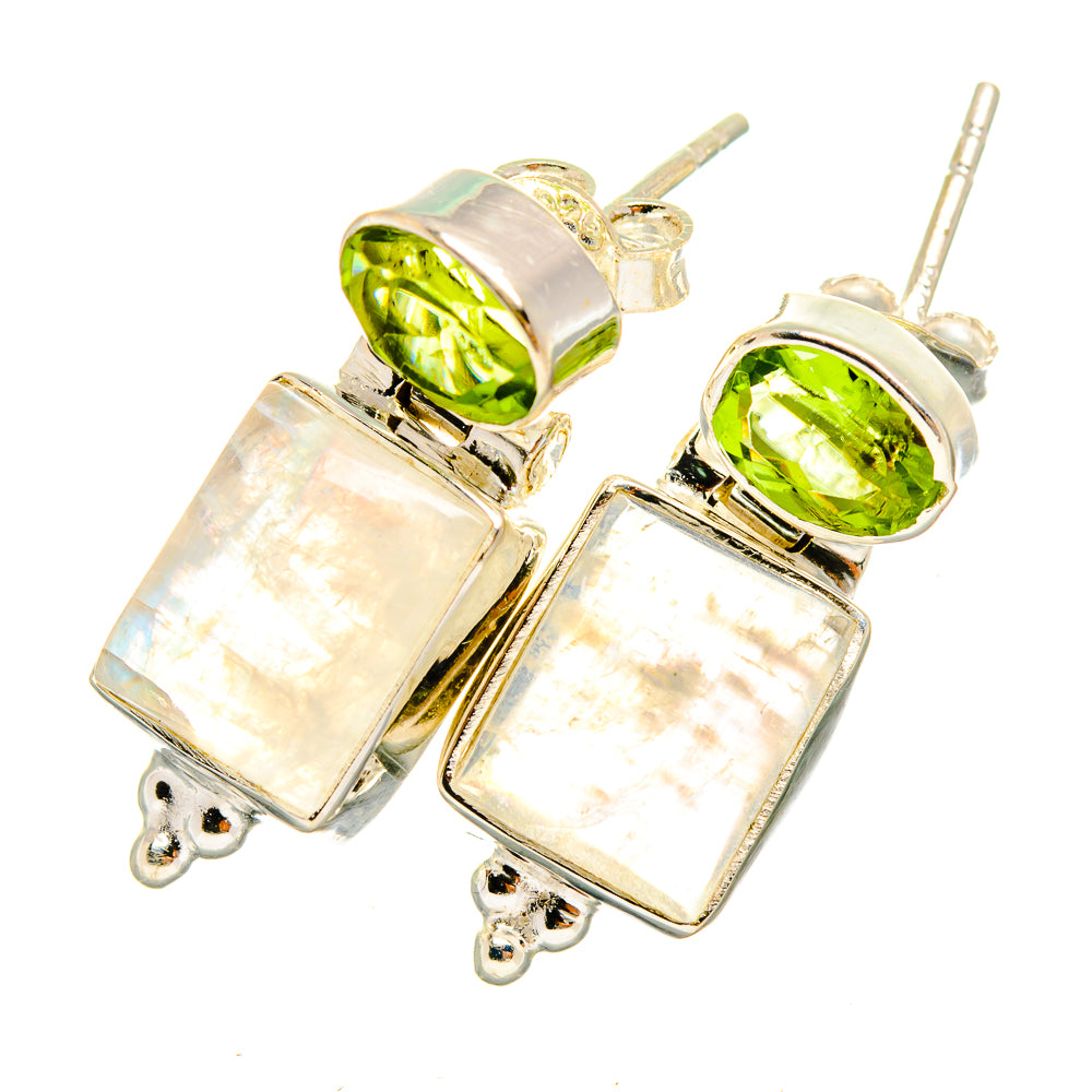 Rainbow Moonstone Earrings handcrafted by Anasilvercos - EARR419622
